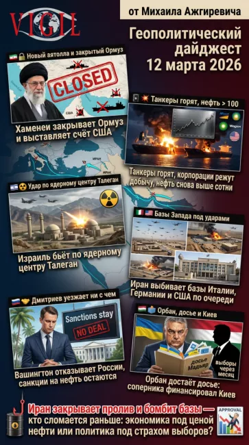 Геополитический дайджест от Михаила Ажгиревича за 12 марта 2026!